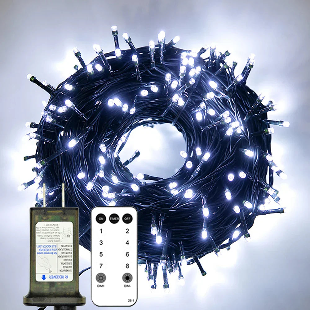 Luzes de Fada LED Impermeáveis - Magia Natalina com Controle Remoto