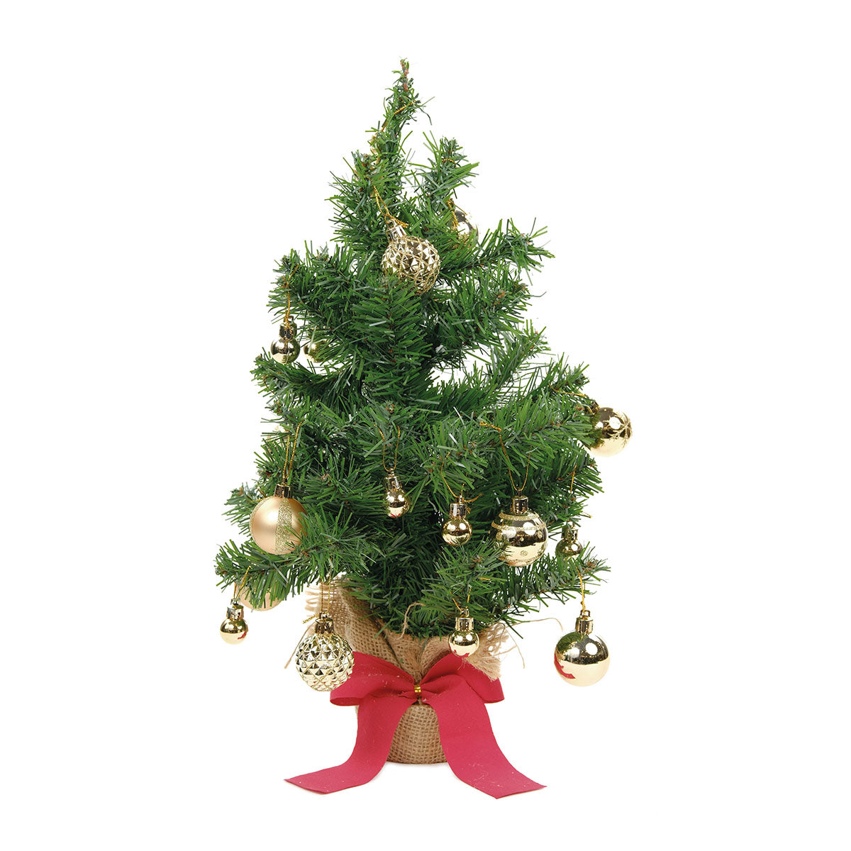 Árvore de Natal Decorada Verde 45cm com 36 Enfeites Dourados |