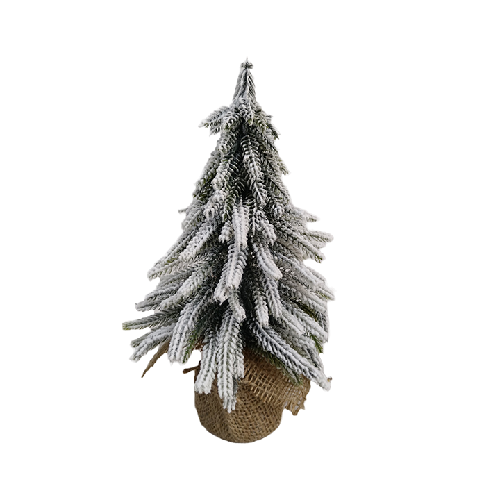 Mini Árvore de Natal Pinheiro Nevado com Base de Juta 27cm |